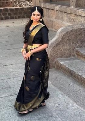 Black Printed Silk Saree