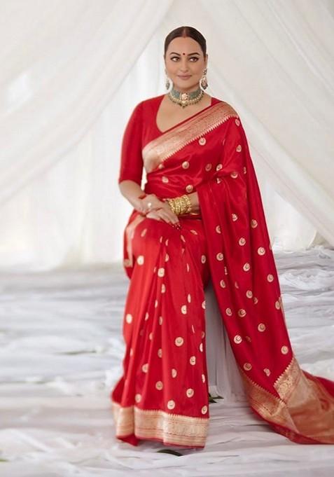 Red Printed Silk Saree