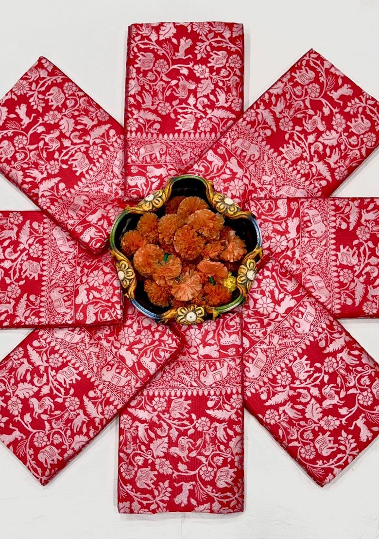 Red Printed Silk Saree