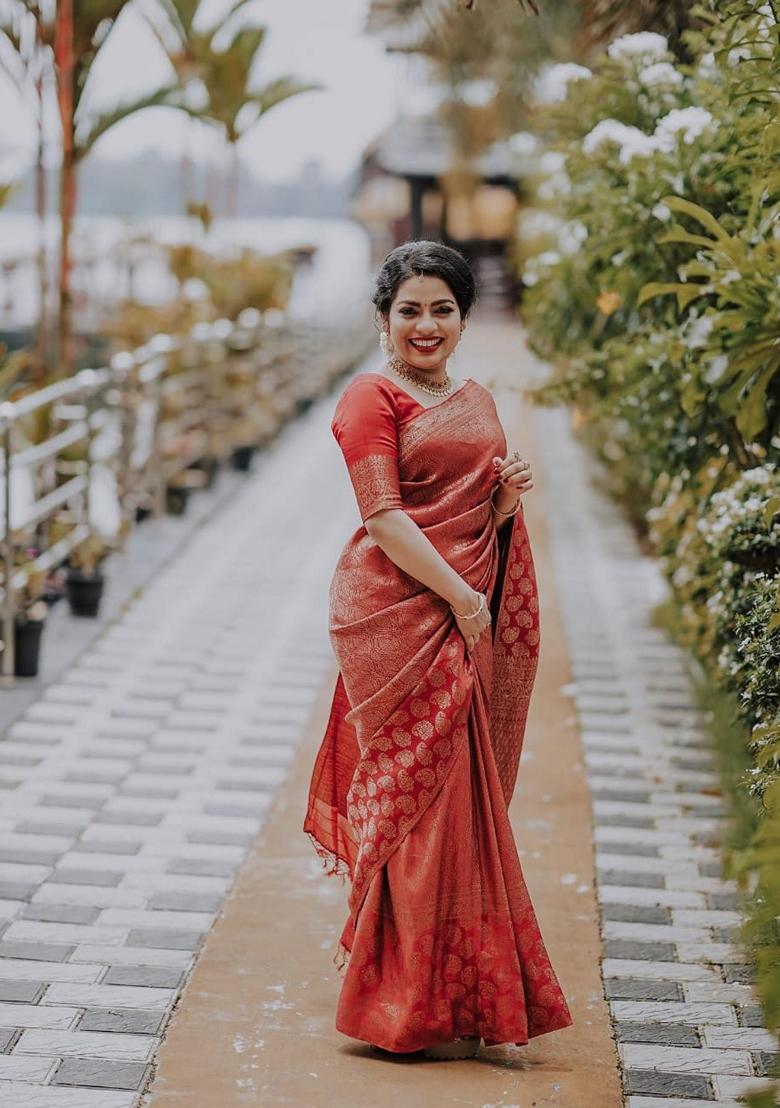 Pink Embroidered Silk Saree Set - Indya