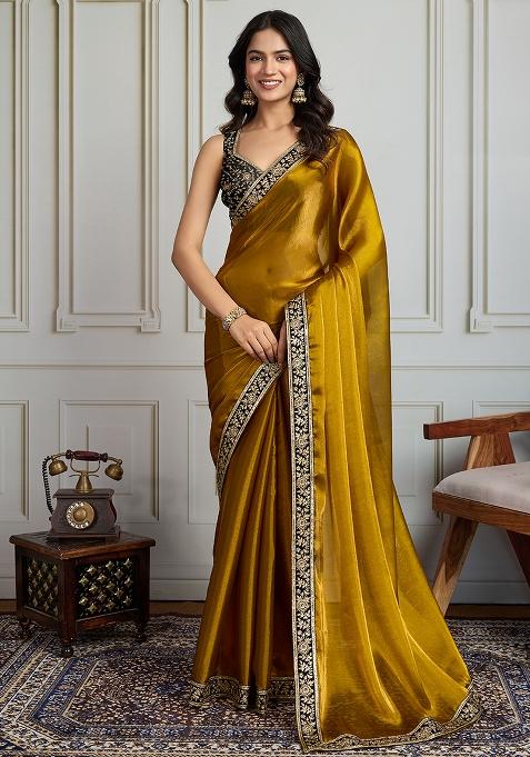 Black Sequance Embroidery Silk Saree Set