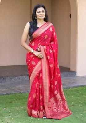 Multi Color Solid Linen Saree Set