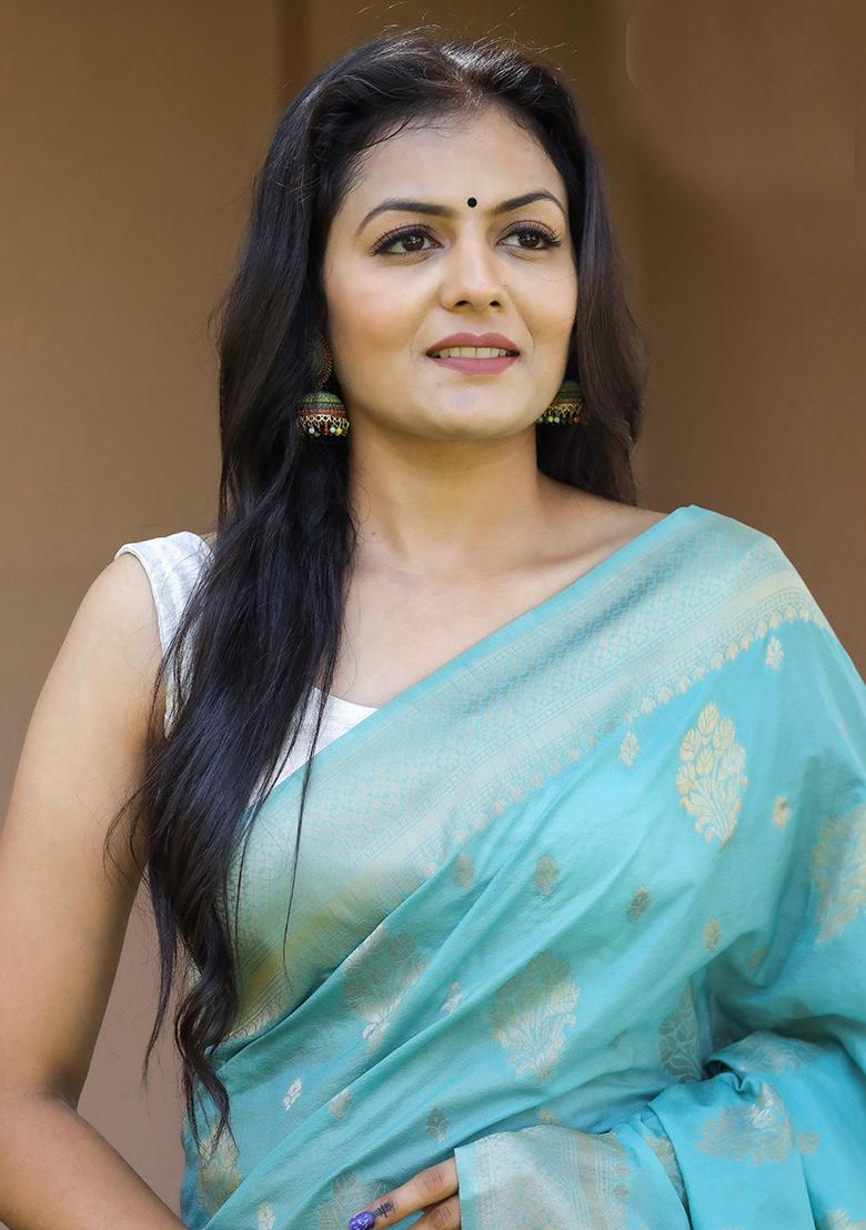 Multi Color Solid Linen Saree Set - Indya