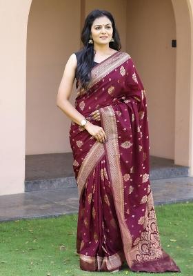 Multi Color Solid Linen Saree Set