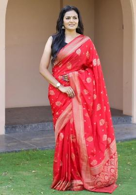 Multi Color Solid Linen Saree Set