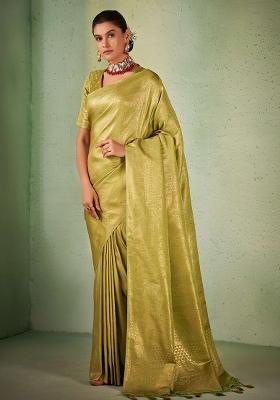 Green Zari Work Silk Saree Set