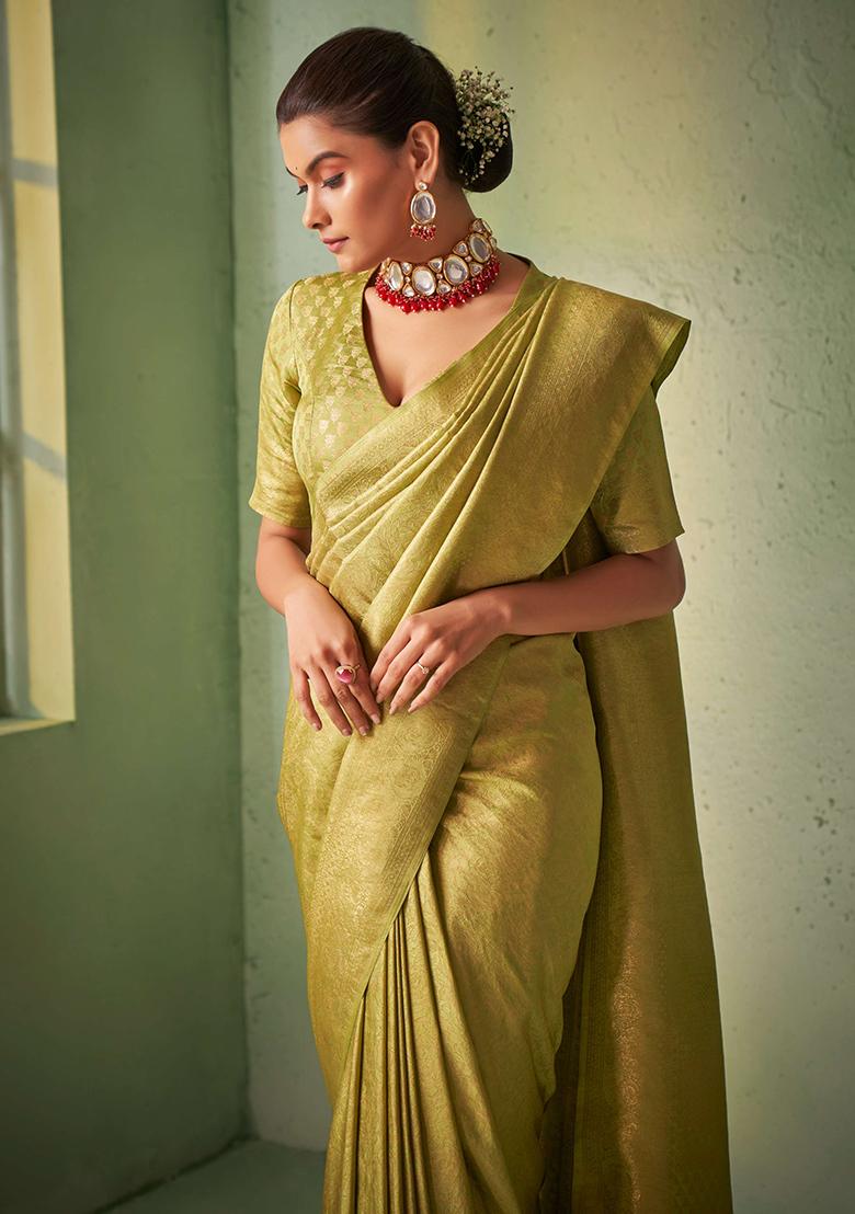 Green Zari Work Silk Saree Set