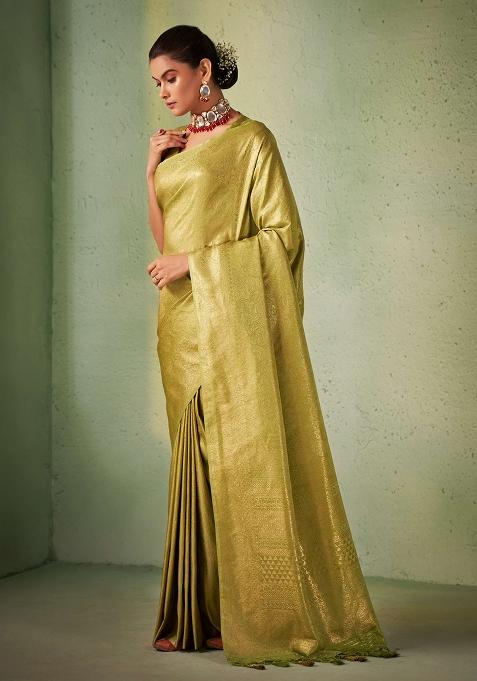 Green Zari Work Silk Saree Set