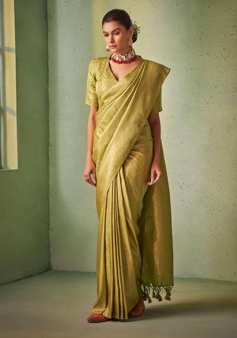 Green Zari Work Silk Saree Set