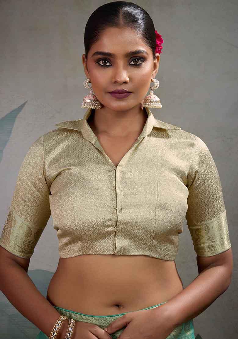 Blue Embroidered Tissue Saree Set - Indya