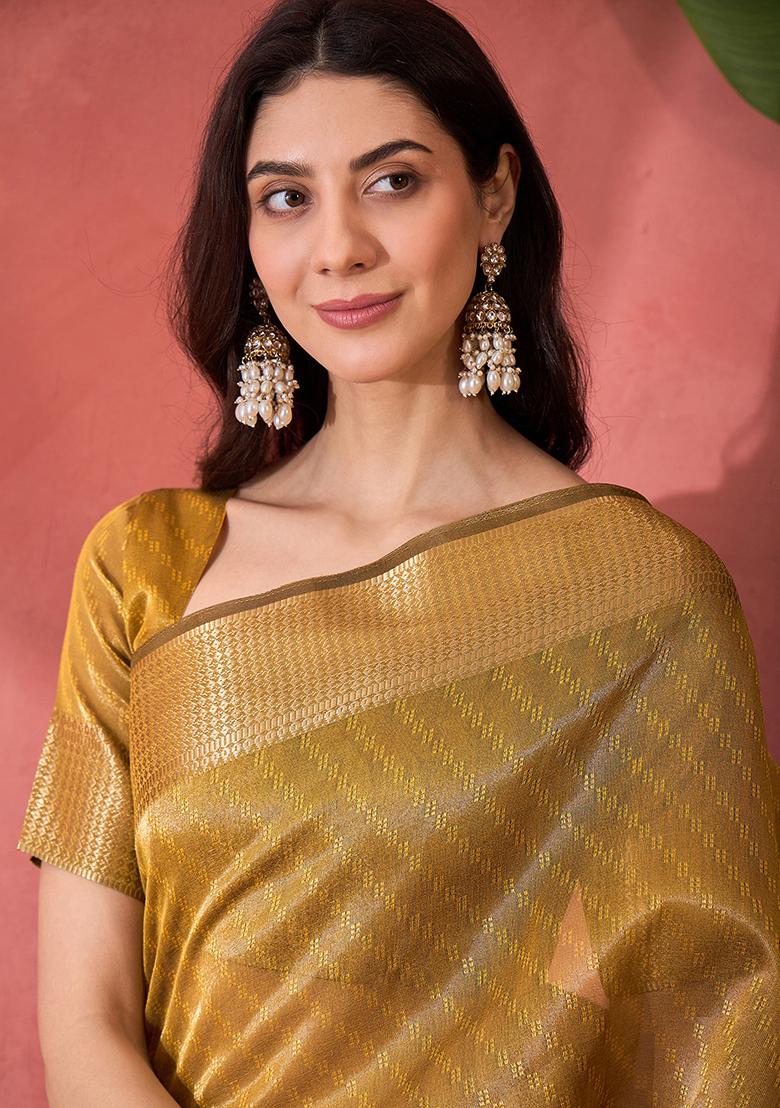 Yellow Embroidered Organza Saree Set - Indya