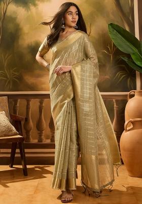 Green Embroidered Organza Saree Set