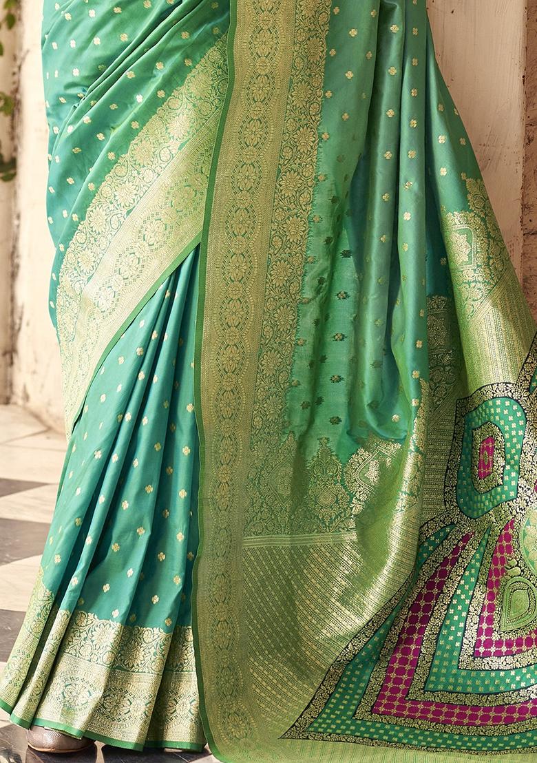 Blue Embroidered Silk Saree Set - Indya