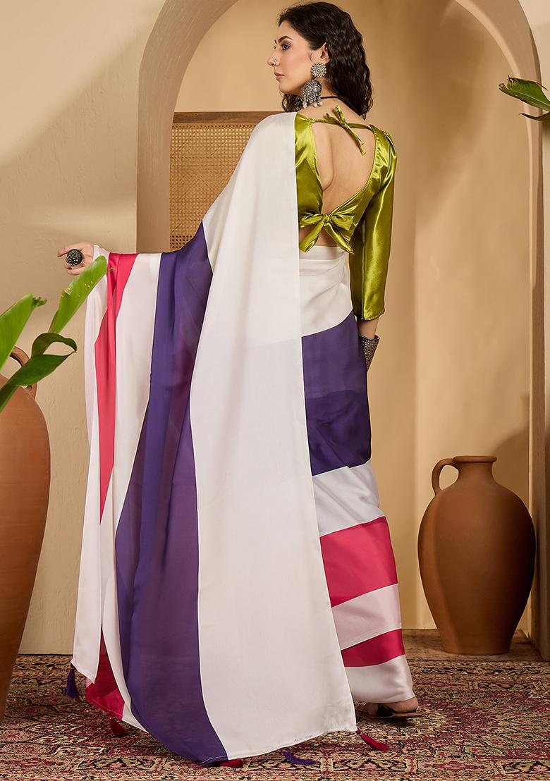 Multi Color Embroidered Georgette Saree Set