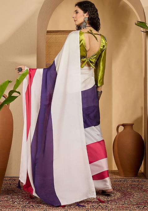 Multi Color Embroidered Georgette Saree Set