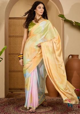 Multi Color Embroidered Georgette Saree Set