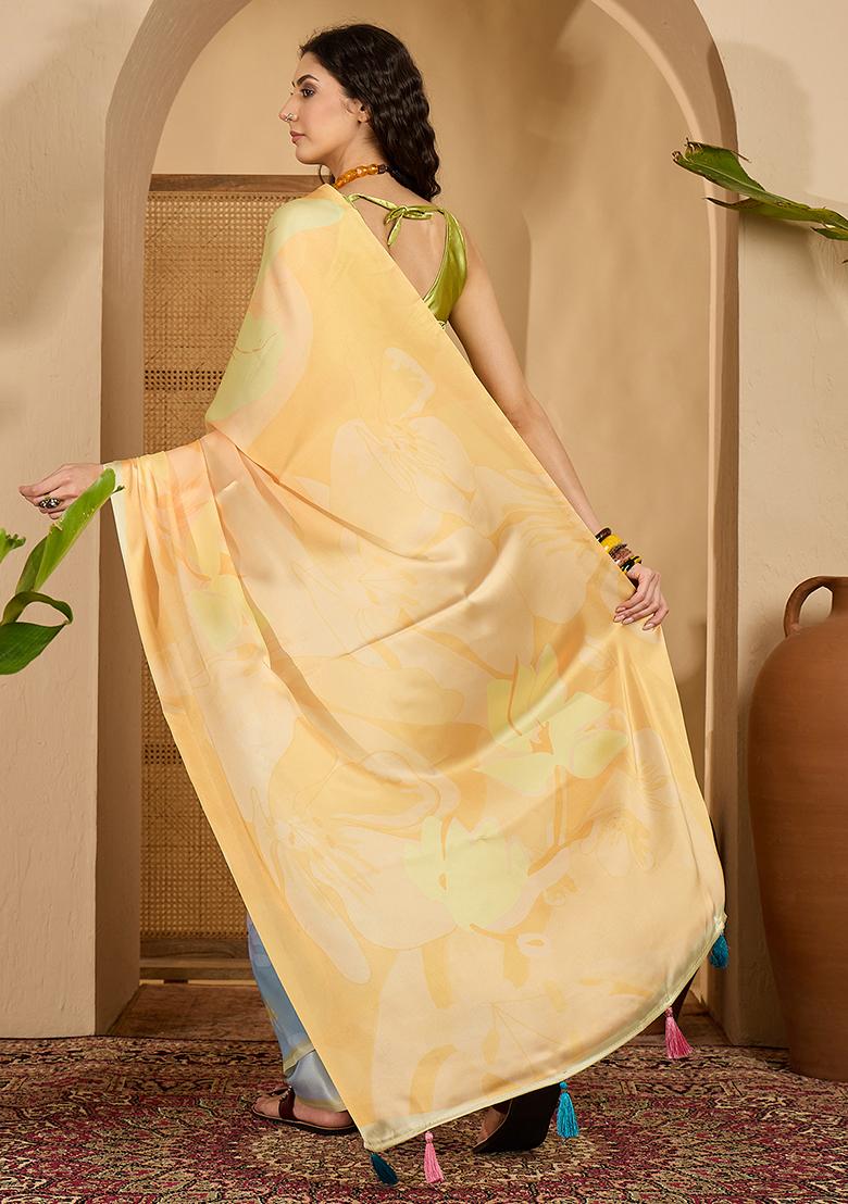 Multi Color Embroidered Georgette Saree Set