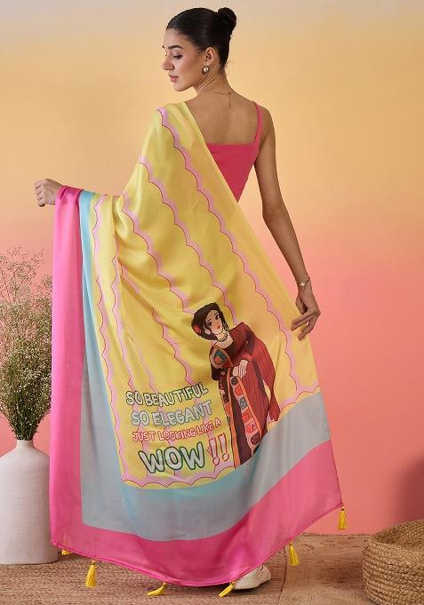 Multi Color Embroidered Georgette Saree Set