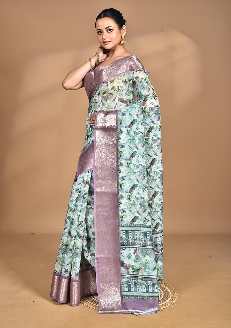 Multicolour Chanderi Digital Print Saree