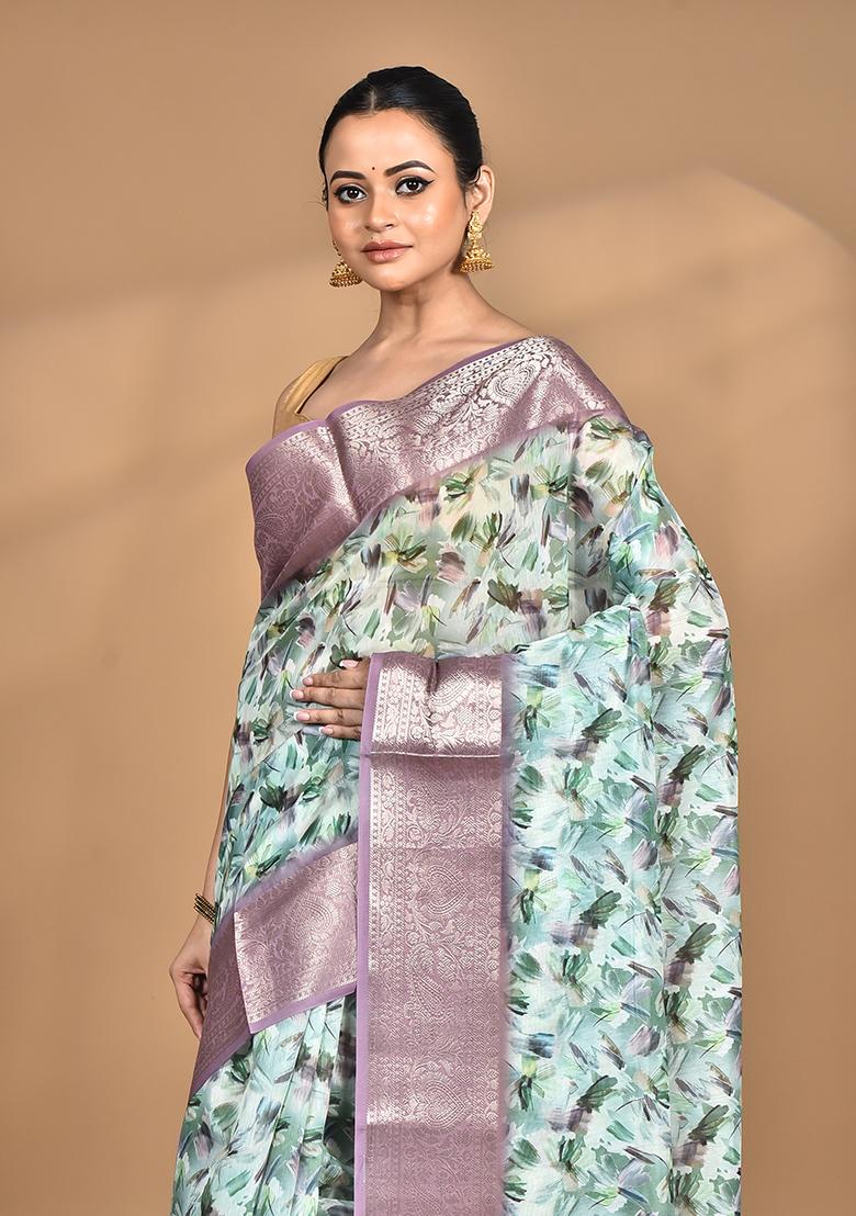 Multicolour Chanderi Digital Print Saree