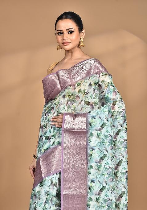 Multicolour Chanderi Digital Print Saree