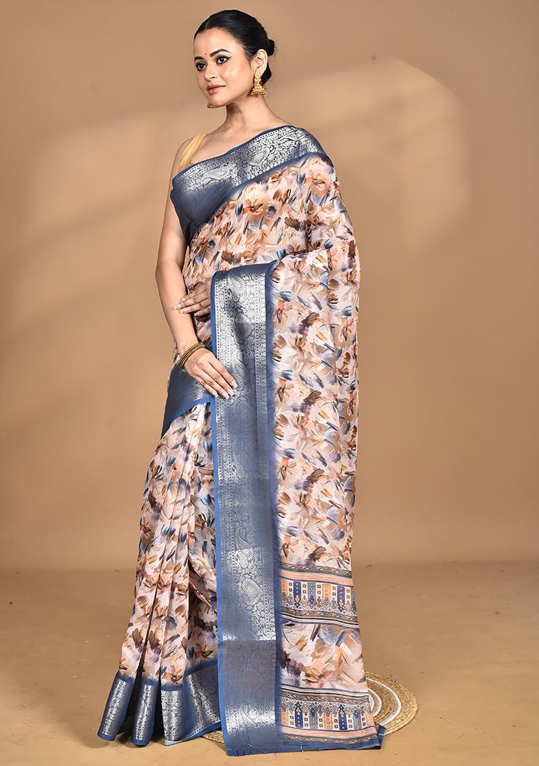Multicolour Chanderi Digital Print Saree