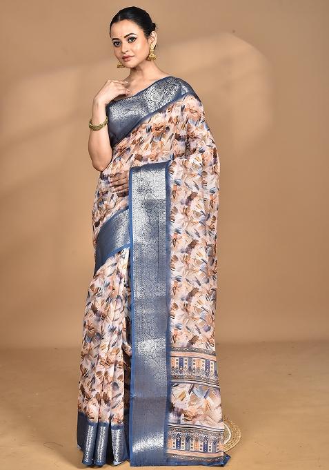 Multicolour Chanderi Digital Print Saree