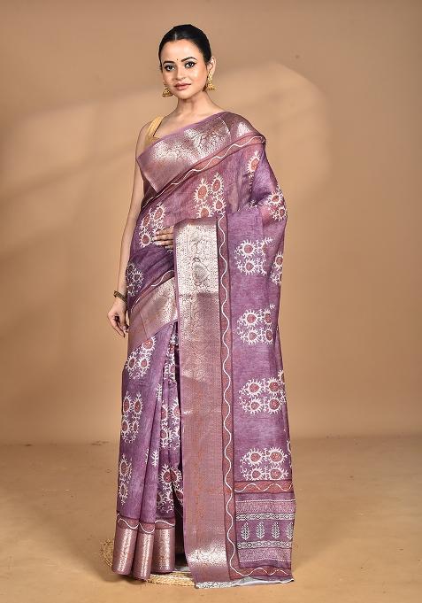 Multicolour Chanderi Digital Print Saree