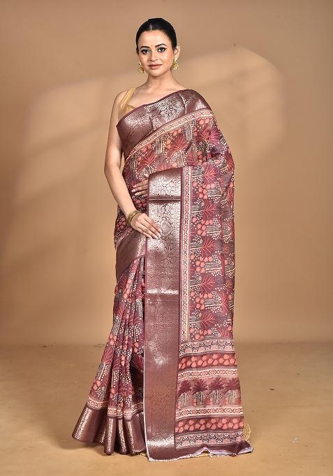 Multicolour Chanderi Digital Print Saree