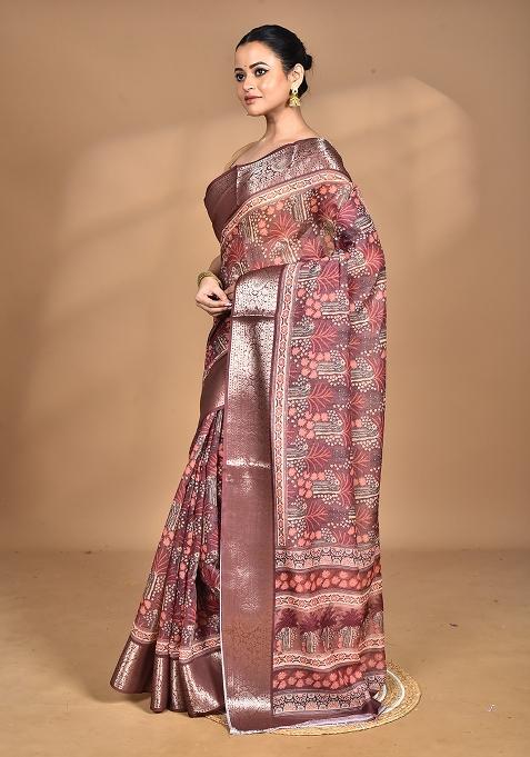 Multicolour Chanderi Digital Print Saree