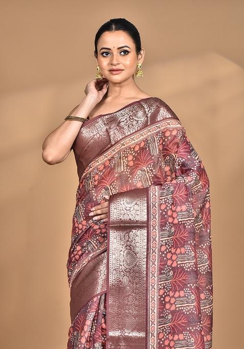Multicolour Chanderi Digital Print Saree