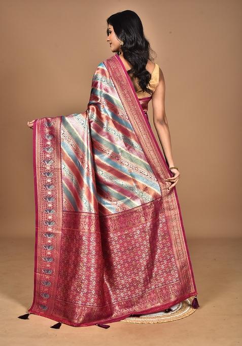 Purple Ethnic Motifs Silk Blend Dharmavaram Saree