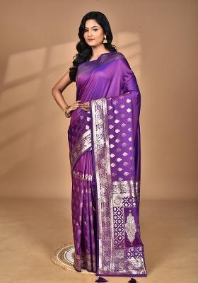 Purple Heavy Kolhapuri Stone Work Saree