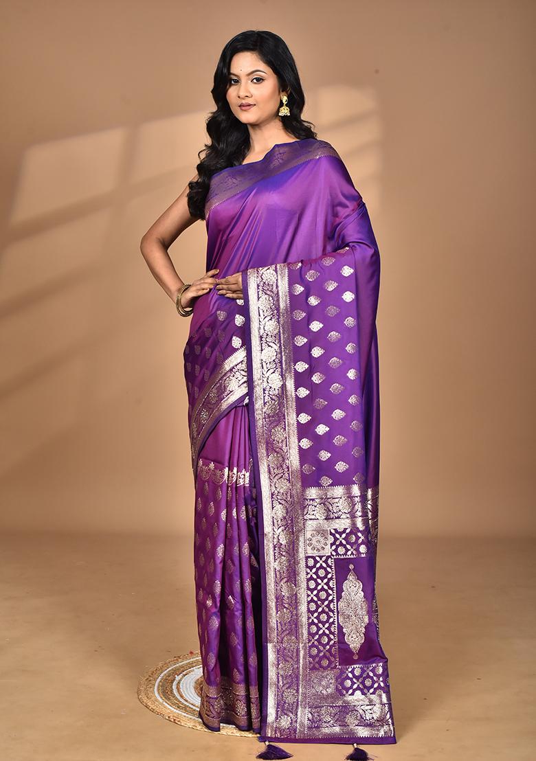 Purple Heavy Kolhapuri Stone Work Saree