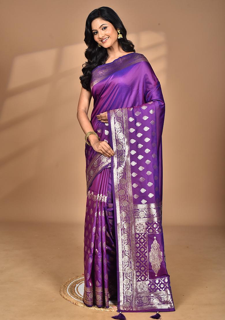 Purple Heavy Kolhapuri Stone Work Saree