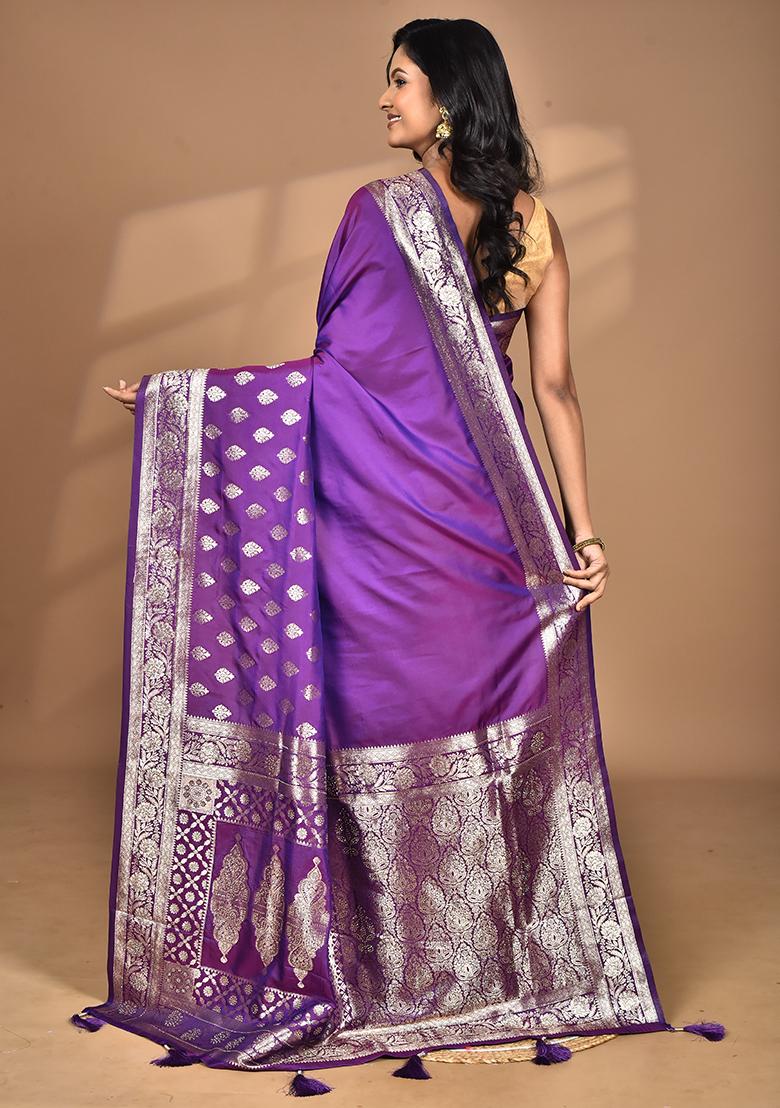 Purple Heavy Kolhapuri Stone Work Saree