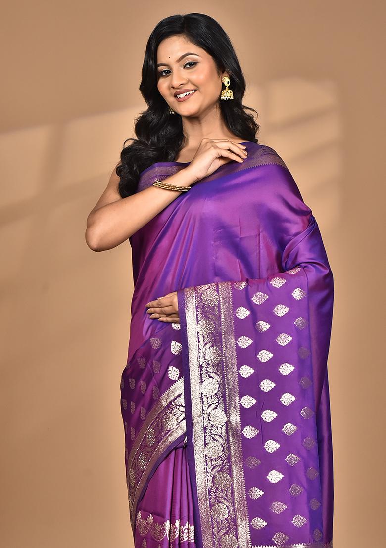 Purple Heavy Kolhapuri Stone Work Saree