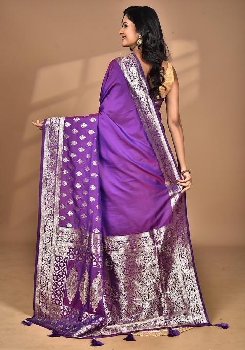 Purple Heavy Kolhapuri Stone Work Saree