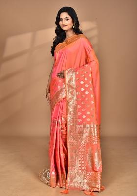 Peach Heavy Kolhapuri Stone Work Saree