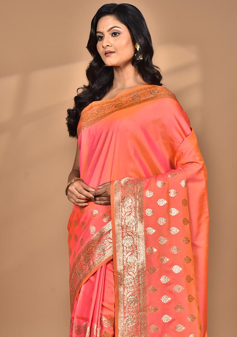 Peach Heavy Kolhapuri Stone Work Saree