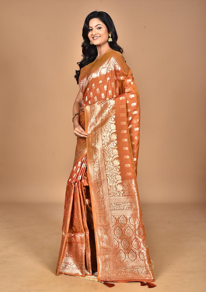 Brown Heavy Kolhapuri Stone Work Saree