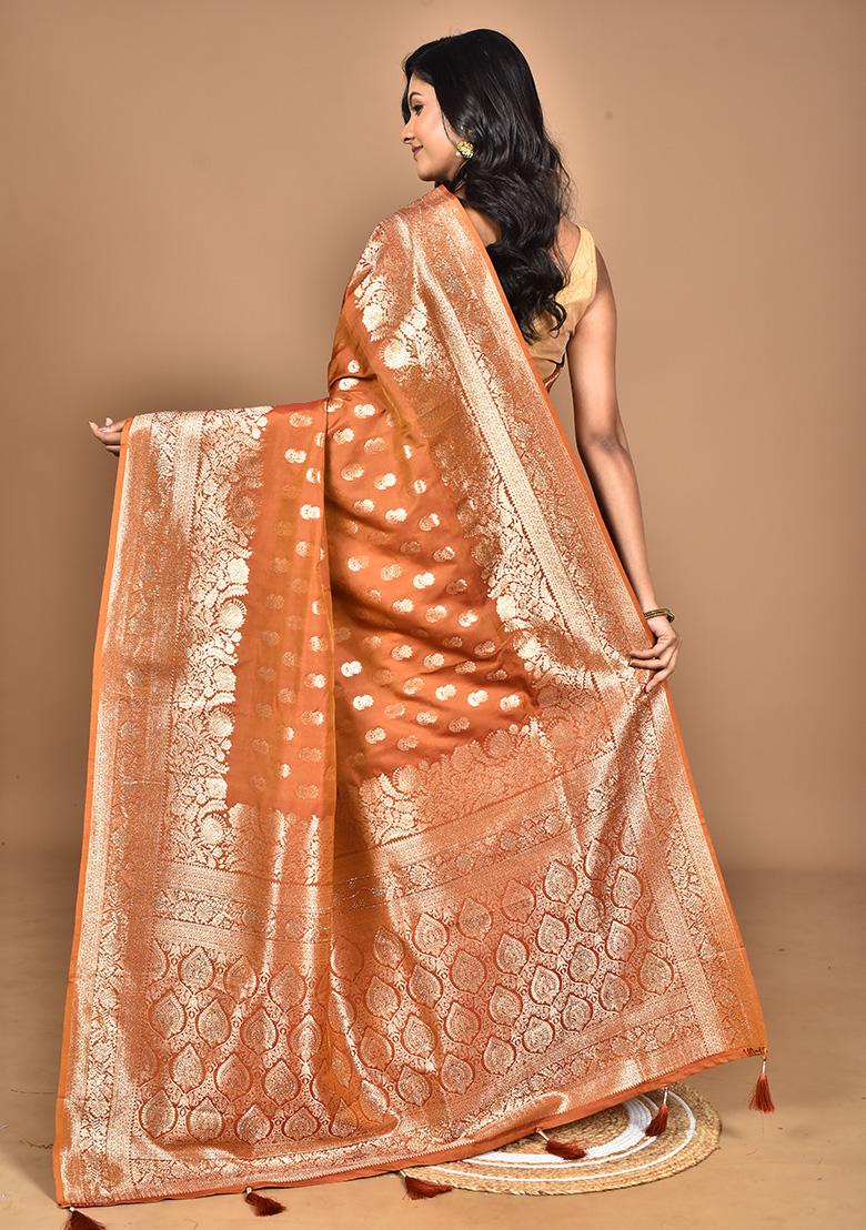 Brown Heavy Kolhapuri Stone Work Saree