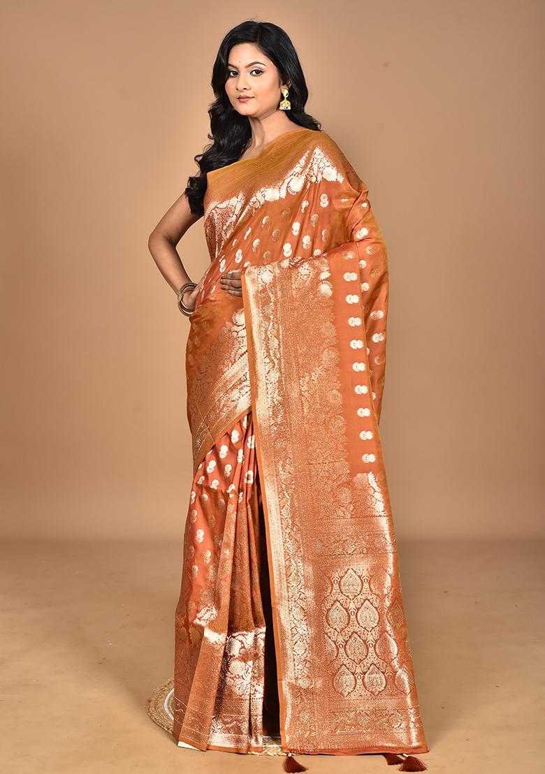 Brown Heavy Kolhapuri Stone Work Saree