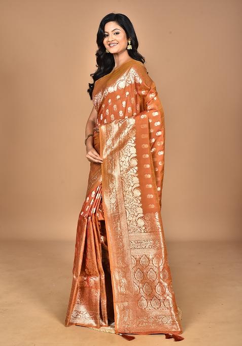 Brown Heavy Kolhapuri Stone Work Saree