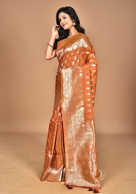 Brown Heavy Kolhapuri Stone Work Saree