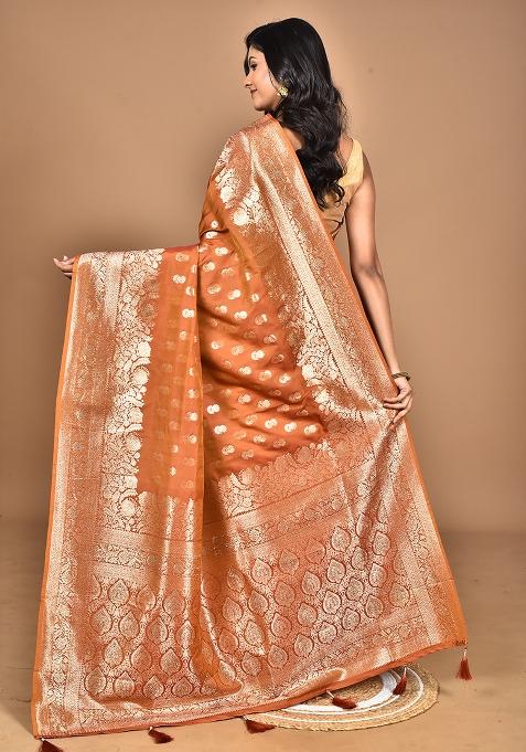 Brown Heavy Kolhapuri Stone Work Saree