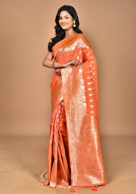Peach Heavy Kolhapuri Stone Work Saree
