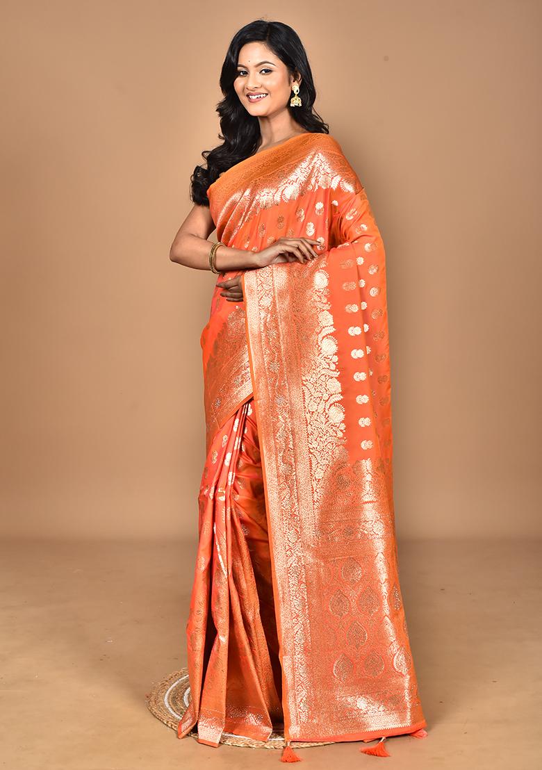 Peach Heavy Kolhapuri Stone Work Saree
