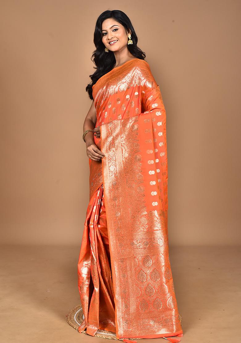 Peach Heavy Kolhapuri Stone Work Saree