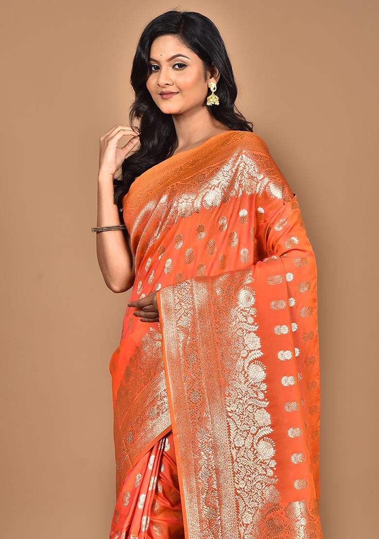 Peach Heavy Kolhapuri Stone Work Saree
